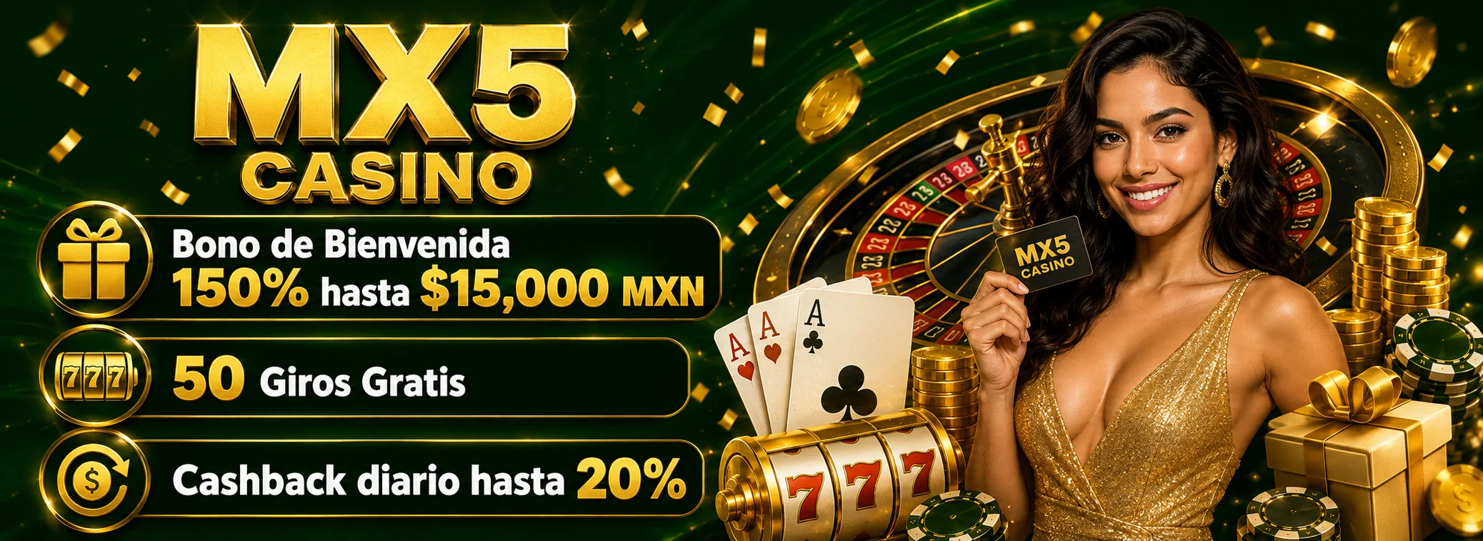 hasta $15,000 MXN y 50 giros gratis